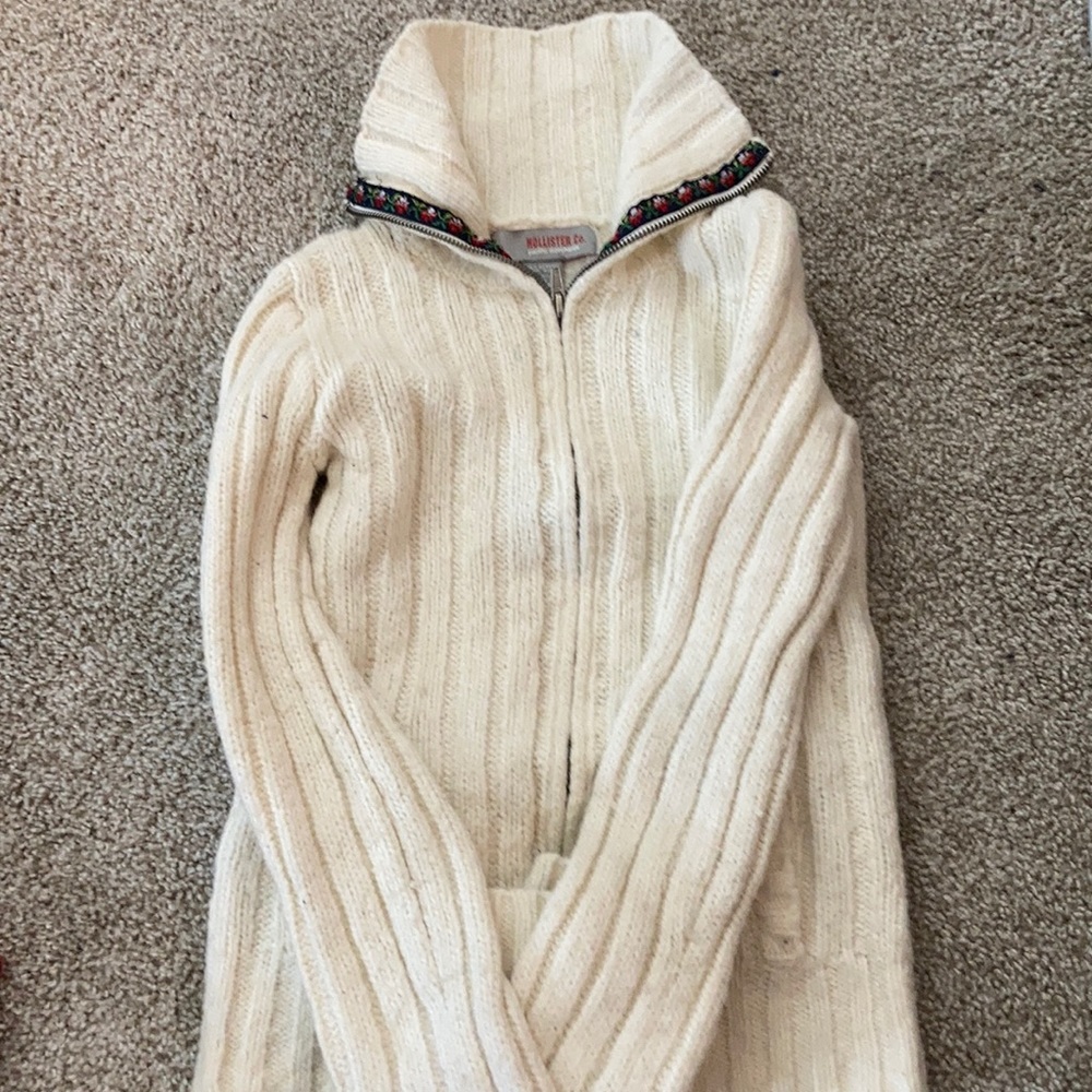 Hollister Co Quarter-Zip Sweater White - Small